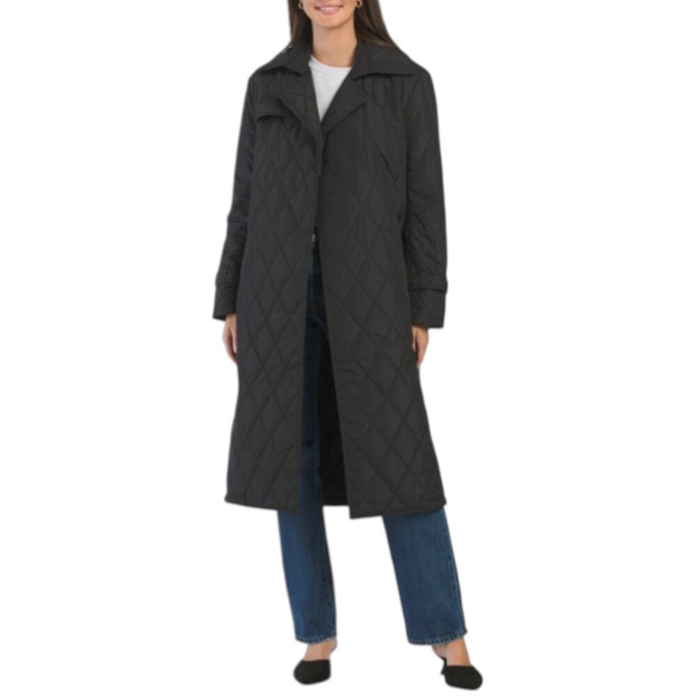 REBECCA MINKOFF Long Belted Quilted Trench Cor